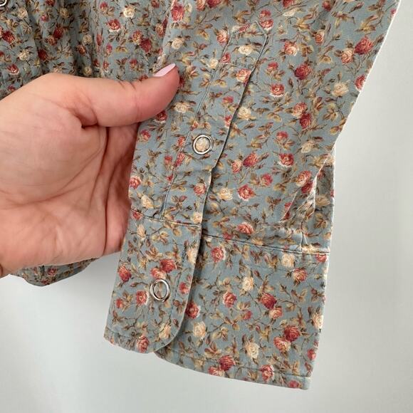 RRL Women’s Snap Down Shirt Floral Collared Size M Ralph Lauren Cotton Western - Picture 5 of 9